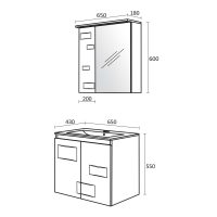 Комплект шкафове за баня Сънлайт размери