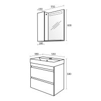 Комплект шкафове за баня Арте размери