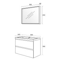 Комплект шкафове за баня Бостън размери