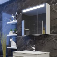 Горен шкаф за баня Ема бял интериор