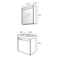 Комплект шкафове за баня Етоша размери
