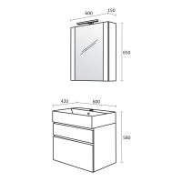 Комплект шкафове за баня Хюстън размери