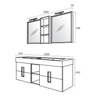 Комплект шкафове за баня Калахари