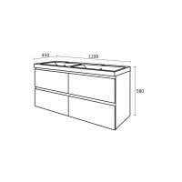 Шкаф за баня с две мивки Крюгер размери