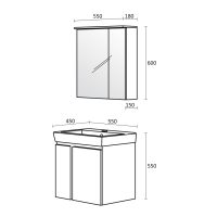 Шкаф за баня комплект Модена размери