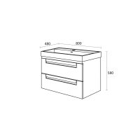 Шкаф за баня с мивка Ню Лайн размери