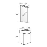 Шкаф за баня комплект Тулан размери