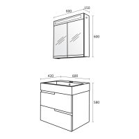 Комплект шкафове за баня Велоче размер