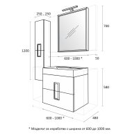Комплект шкафове за баня Дърбан размери