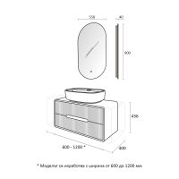 Комплект шкафове за баня Гранада размери