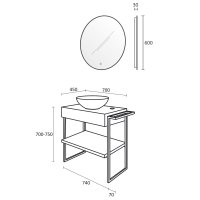Комплект шкафове за баня Атланта размери