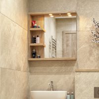 Горен шкаф за баня Либеро ляв интериор