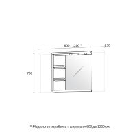 Горен шкаф за баня Либеро размери